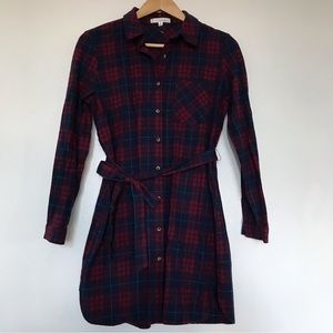 Style Addicts Plaid Button Down Shirt Dress Size S